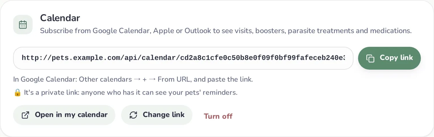 Calendar settings