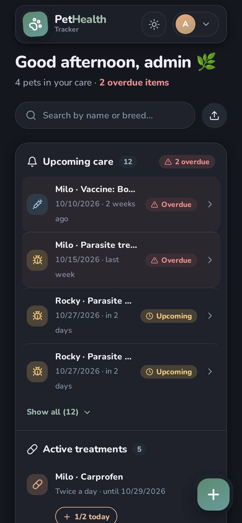 PetHealth on a phone