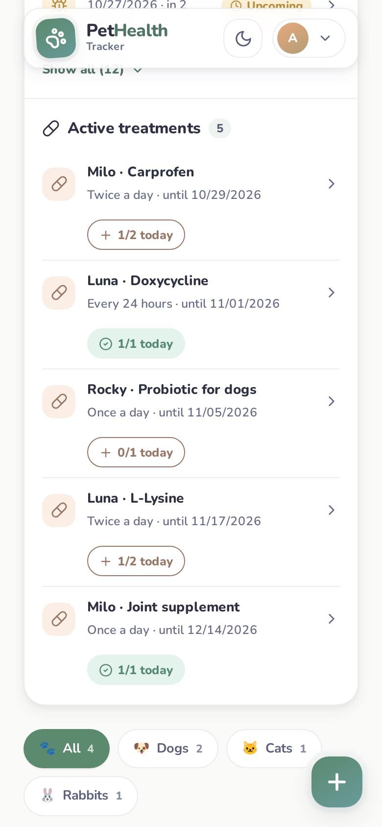 Logging today’s doses from a phone